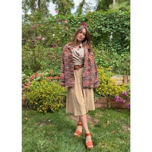 90s True Vintage Multicolor Woven Blanket Jacket w/ Embroidered Florals